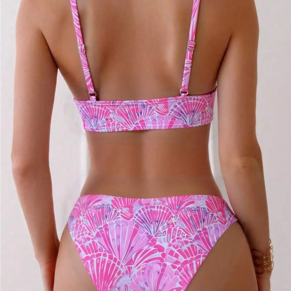 SHEIN Vibrant Pink and White Bikini Set - Picture 2 of 5